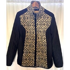 Upcountry By Du Monde Women's Nordic Aztec Jacket Sz Med Black Cream Flannel